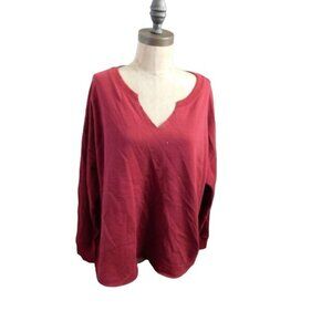 Torrid Size 2X (2) Dark red Vneck Fleece Lined Knit Top Casual Plus Size